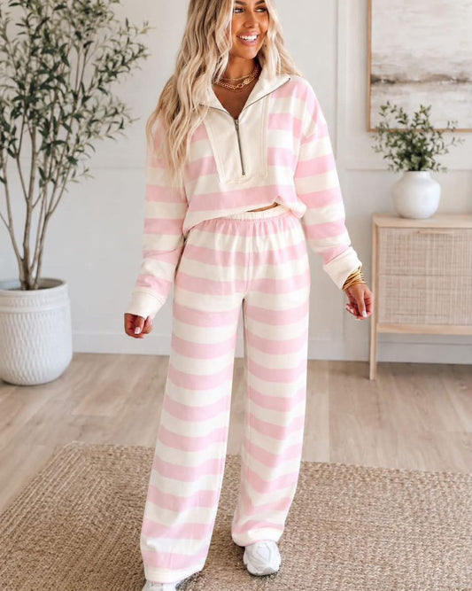 Pink Stripe Pants Set