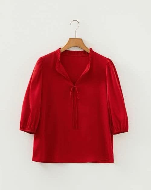 V Neck Bow Blouse